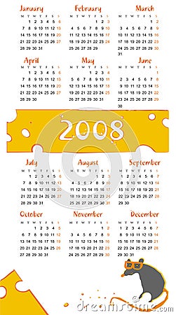 2008 cheese rat calendar Vector Illustration