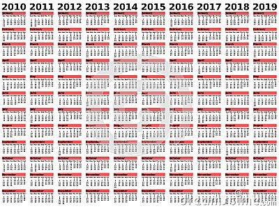 2010-2019 Decade Calendar Stock Photography - Image: 23001082