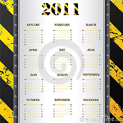 2011 calendar with grunge warning background Vector Illustration
