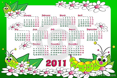 2011 Kid calendar with grubs Stock Photo