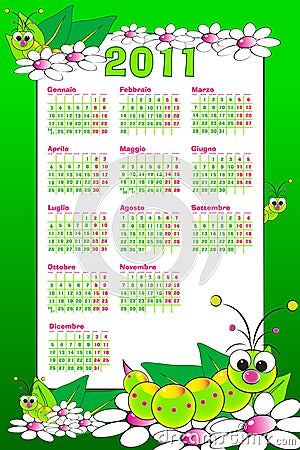 2011 Kid italian calendar with grubs Vector Illustration