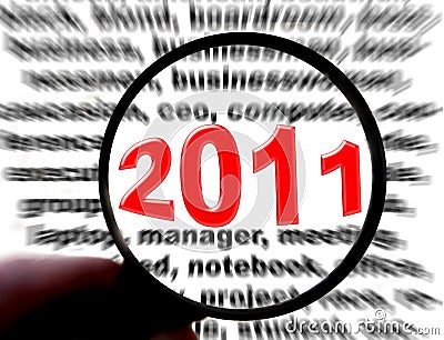 2011 with magnifying Stock Photo