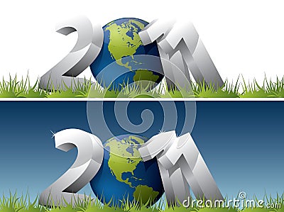 2011 text with Earth globe Stock Photo