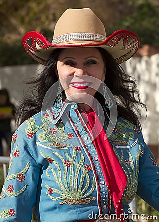 2012 Fiesta Bowl Parade Cowgirl Editorial Stock Photo