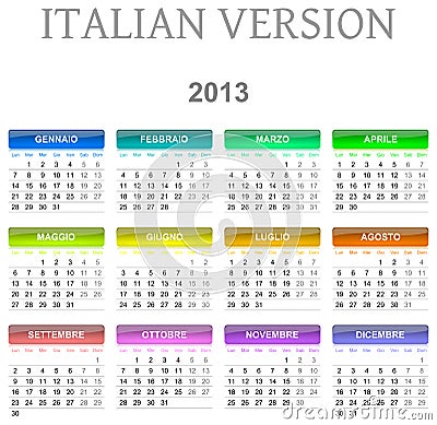 2013 calendar italian version Cartoon Illustration