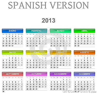 2013 calendar spanish version Cartoon Illustration