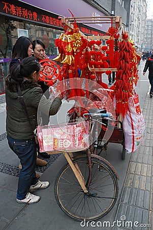 2013 chinese new year market in Chengdu Editorial Stock Photo