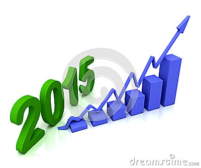 2015 Blue Bar Chart Shows Budget Stock Photo