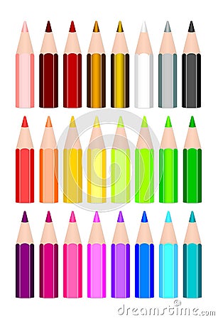 24 colored pencils Vector Illustration