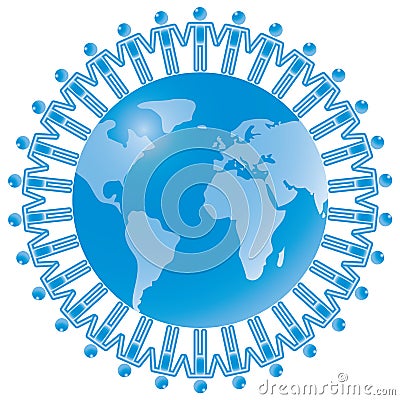 24. Global Teamwork in blue. Vector Illustration