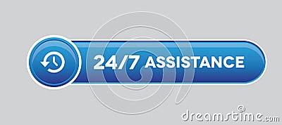 24 hour assistance button Vector Illustration