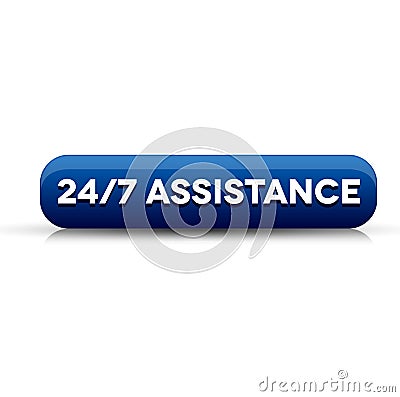 24 hour assistance button blue Vector Illustration