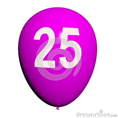 25 Balloon Shows Twenty-fifth Happy Birthday Celebration Stock Photo