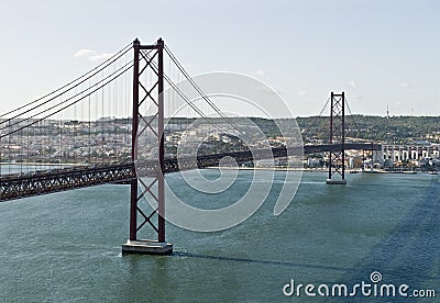 25 de Abril bridge. Stock Photo