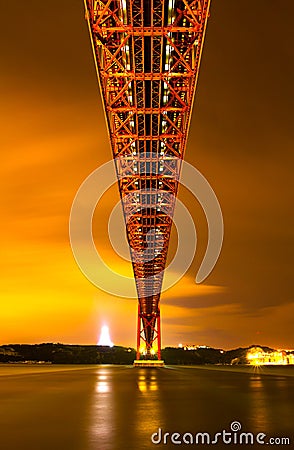 The 25 De Abril Bridge in Lisbon Stock Photo