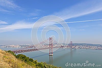 25 de Abril Bridge in Lisbon Stock Photo