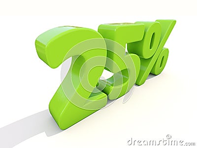 25% percentage rate icon on a white background Cartoon Illustration