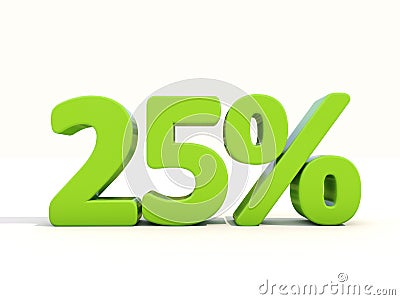 25% percentage rate icon on a white background Cartoon Illustration