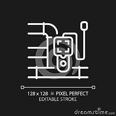 2D customizable thin linear white pipeline and device icon Vector Illustration