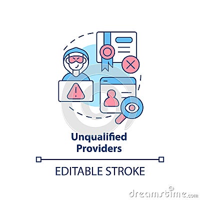 2D customizable unqualified providers linear icon concept Vector Illustration