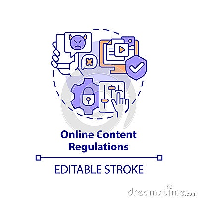 2D thin linear icon online content regulations concept Vector Illustration