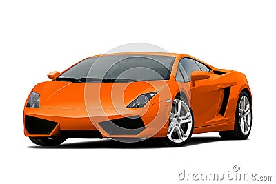 3/4 view of orange supercar Stock Photo