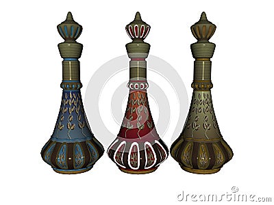 3 Genie Bottles Stock Photo