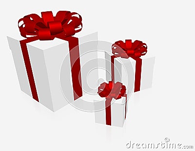 3 Gift Boxes on White Stock Photo