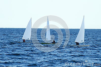 3 Kayak Sailboats Stock Photo