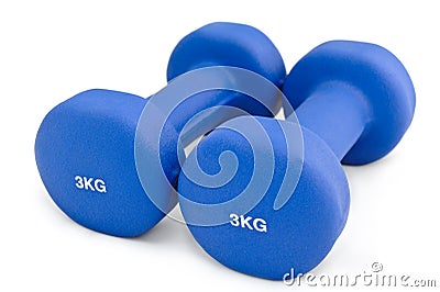 3 kg rubber dipped blue dumbbell Stock Photo