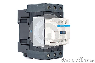 3 phase contactor on white background Stock Photo