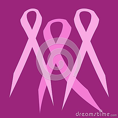 3 pink ribbons Stock Photo