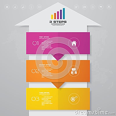 3 steps of arrow infografics template. for your presentation. Vector Illustration