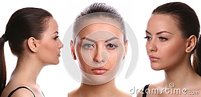 3 views of the female face Stock Photo