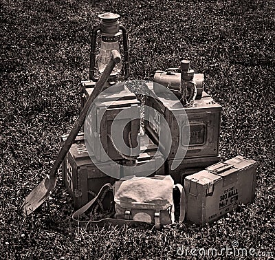 .303 Cartridge Boxes - Sepia Stock Photo