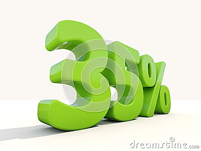 35% percentage rate icon on a white background Cartoon Illustration