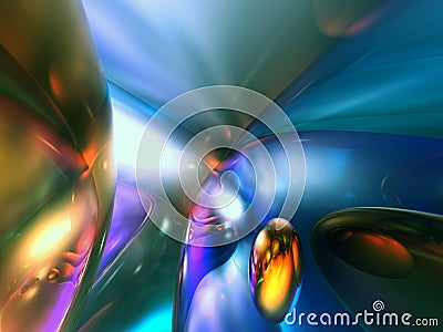 3D Abstract Blue Shiny Color Render Stock Photo