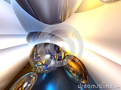 3D Abstract Blue White Blue Shiny Colorful Glossy Stock Photo