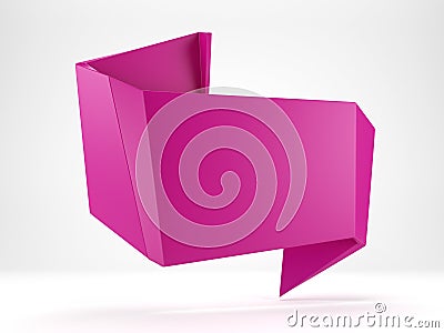 3d abstract glossy magenta origami speech bubble Stock Photo