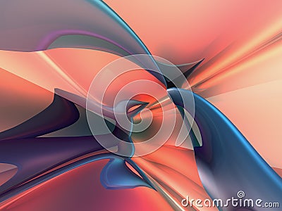 3D Abstract Peach Blue Wallpaper Background Stock Photo