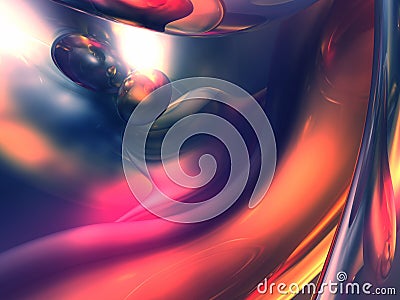 3D Abstract Purple Orange Color Glossy Render Stock Photo