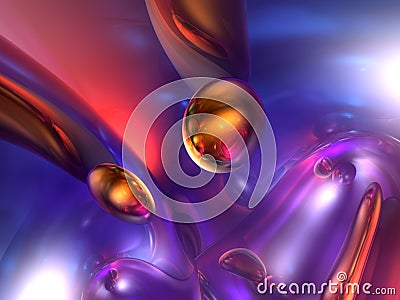 3D Abstract Purple Red Orange Color Glossy Render Stock Photo