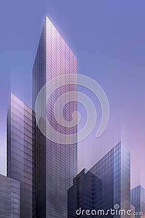 3d abstract skyscrapers Cartoon Illustration