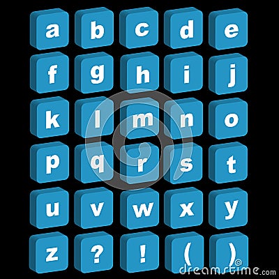 3D alphabet icons - lowercase Vector Illustration