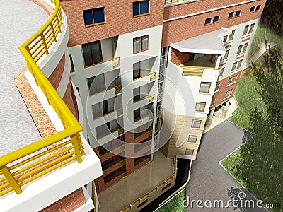 3d apartment building Stock Photo