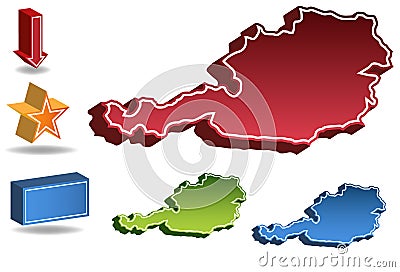 3D Austria Country Map Vector Illustration