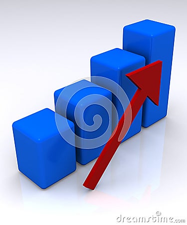 3D bar chart showing growth Stock Photo