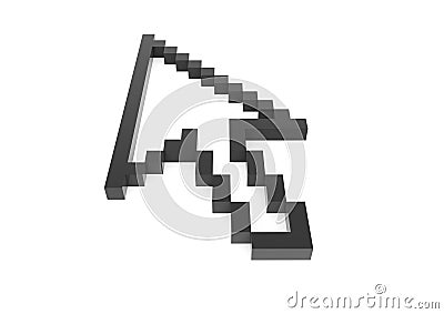 3d black pixel arrow high Stock Photo