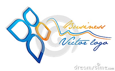 3D blue leaf logo Vector Illustration