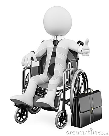 3D business white people. Handicapped businessman Stock Photo